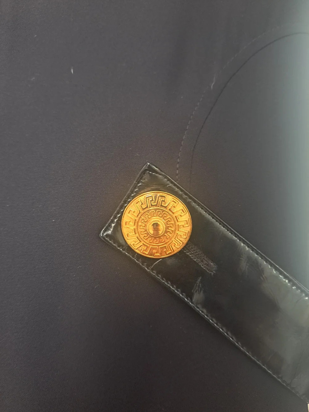 Versace for H&M Black Mini Dress with Gold Medallion Detail